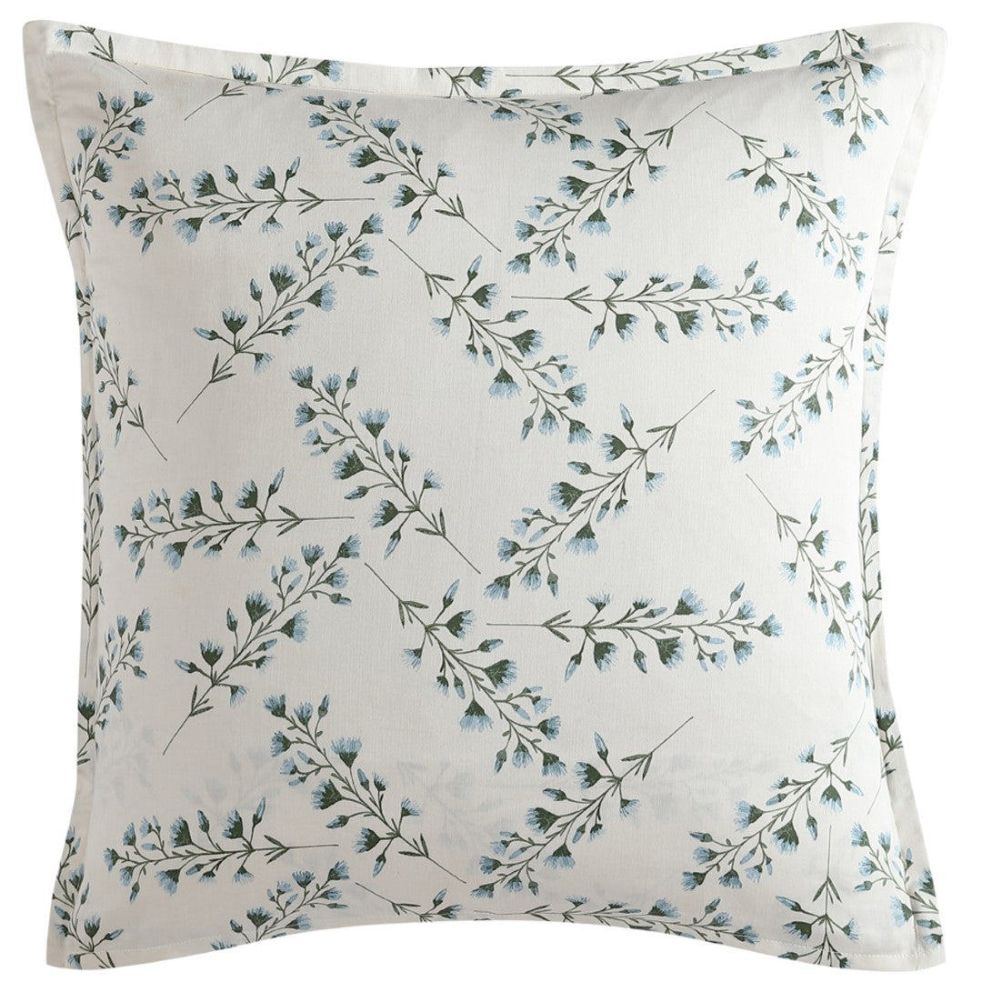 Logan and Mason Floriana Ivory European pillowcase featuring a soft floral design, crafted from luxurious cotton sateen.