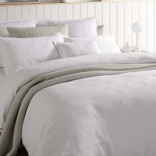 King Duvet Cover Set - Caspian White Quilt Cover Set by Logan and Mason Platinum