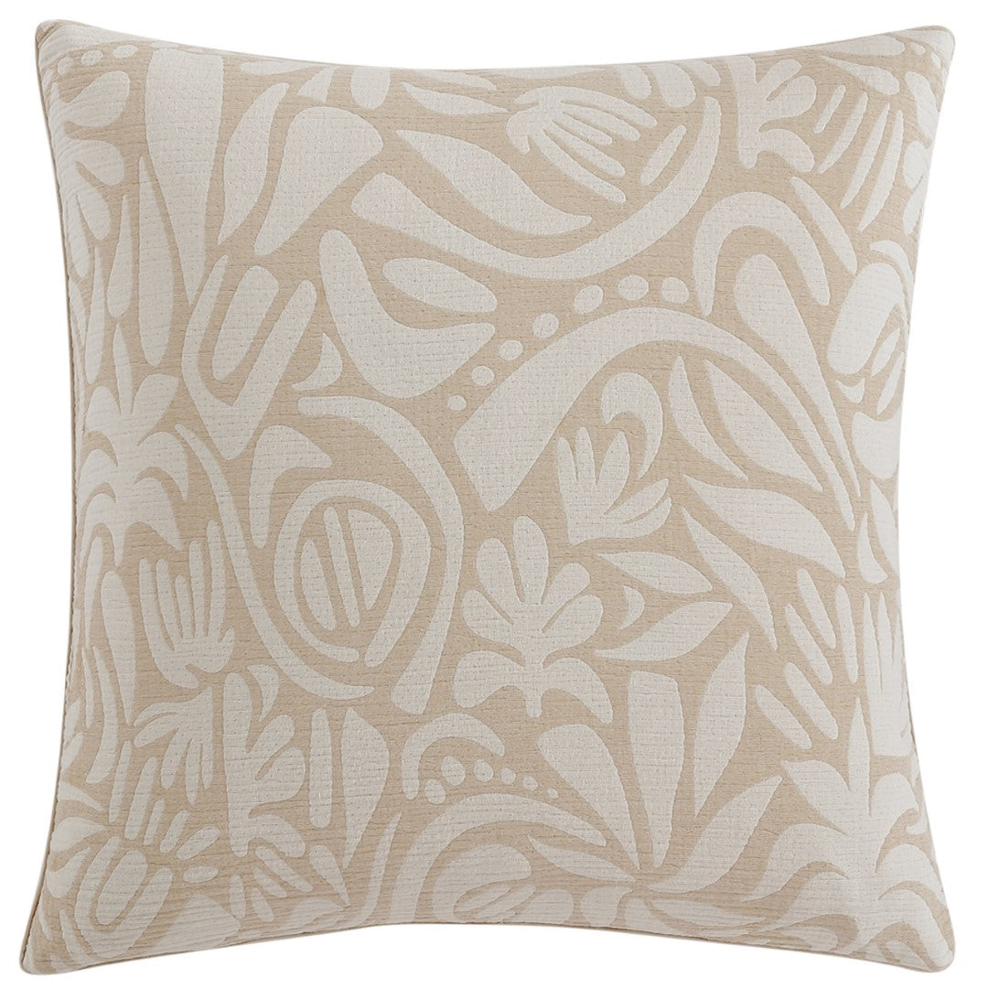 Haven Caramel European Pillowcase featuring hand-drawn motifs, 65cm x 65cm, crafted in durable Cotton Polyester Jacquard.