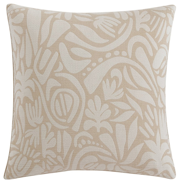 Haven Caramel European Pillowcase featuring hand-drawn motifs, 65cm x 65cm, crafted in durable Cotton Polyester Jacquard.