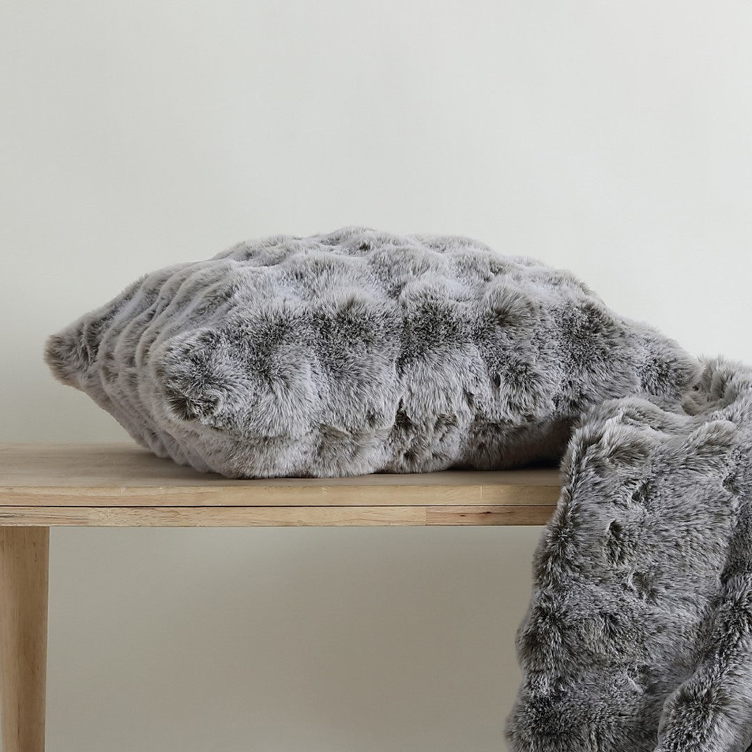 Square Filled Cushion - Rabbit Fur Grey (50cm x 50cm)