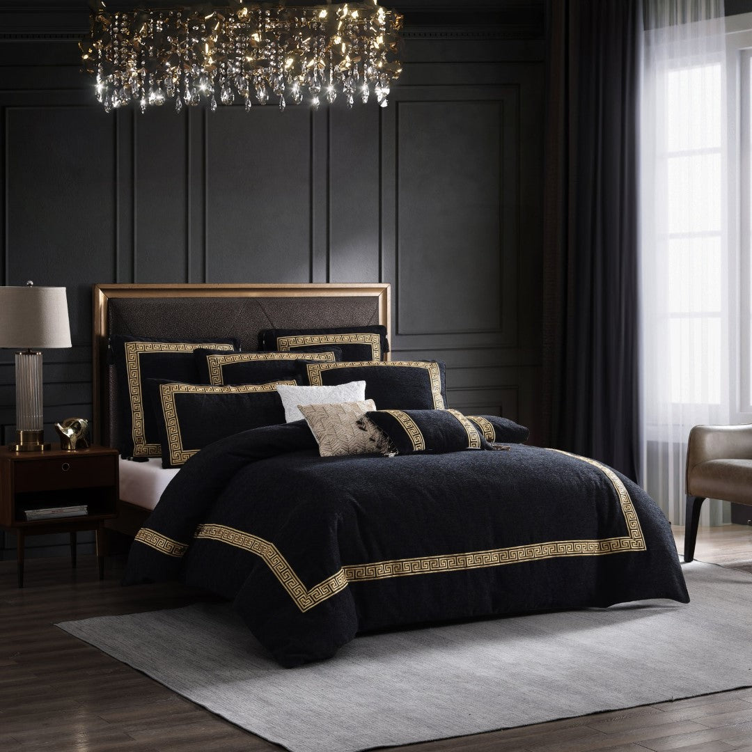 King Duvet Cover Set - Olympia Black by Davinci