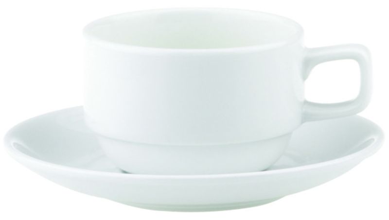 Set of 12 elegant 0.23lt Royal Porcelain cappuccino cups, durable and stylish with a sleek white finish.