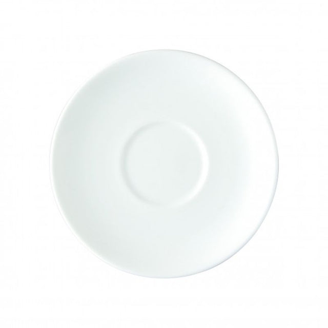 Set of 12 Royal Porcelain Chelsea saucers, 150mm, durable white finish for elegant dining and versatile serving options.