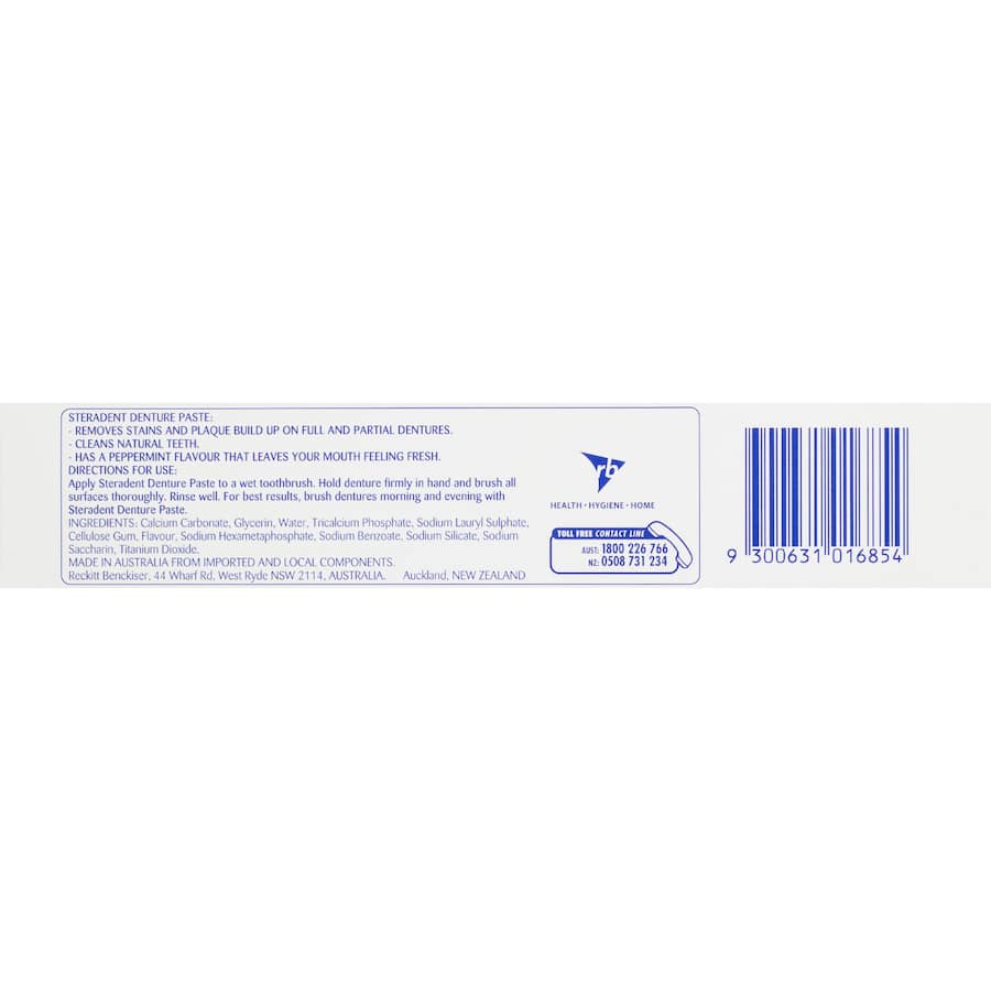 Steradent Denture Clean Active Plus Toothpaste - Tube 115g