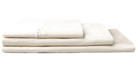 King NZ 400TC Egyptian cotton sheet set in vanilla, featuring soft sateen fabric and deep wall fitted sheets.