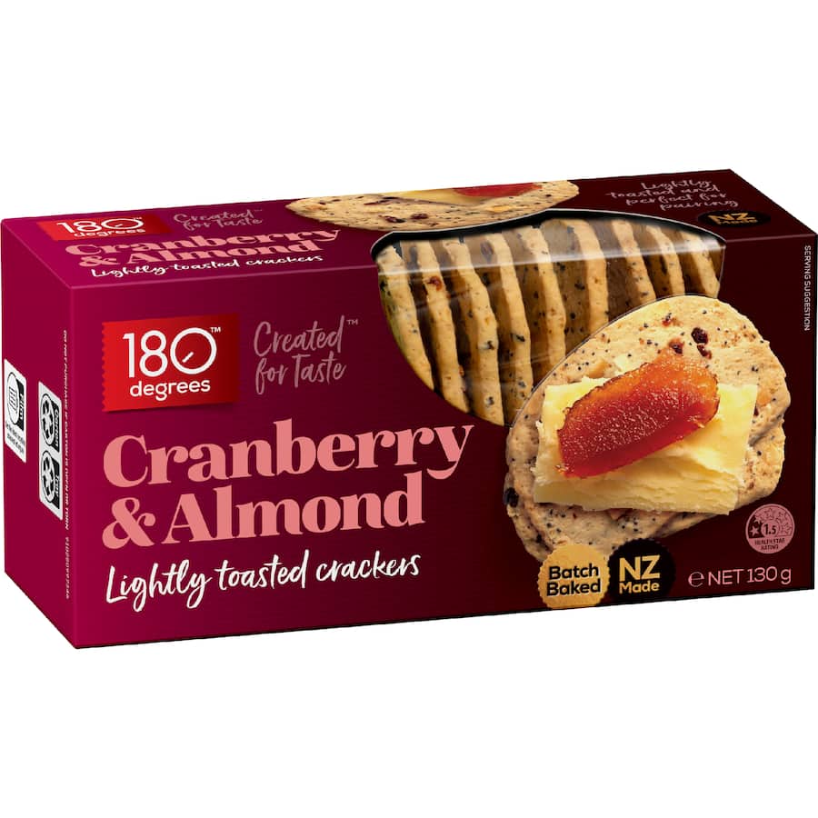 180 Degrees Crackers Toasted Cranberry & Almond 130g