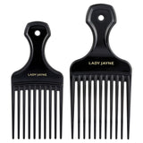 Lady Jayne Afro Comb 2 Pack, featuring wide teeth for boosting volume and defining curls in textured hair.
