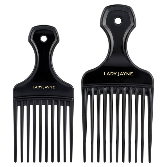 Lady Jayne Afro Comb 2 Pack, featuring wide teeth for boosting volume and defining curls in textured hair.