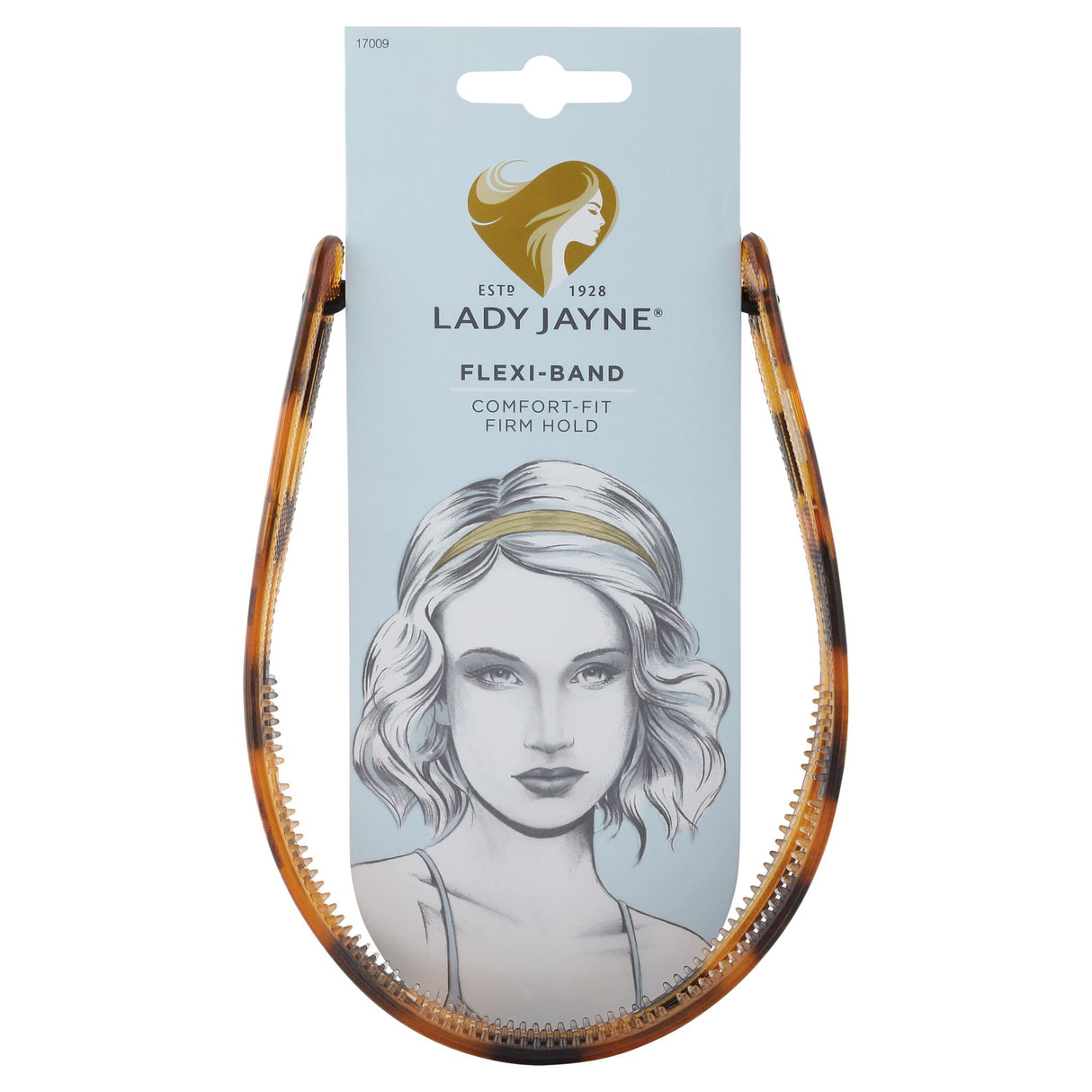 Lady Jayne Flexi Band in black and tortoise shell for comfortable, stylish all-day hair hold.