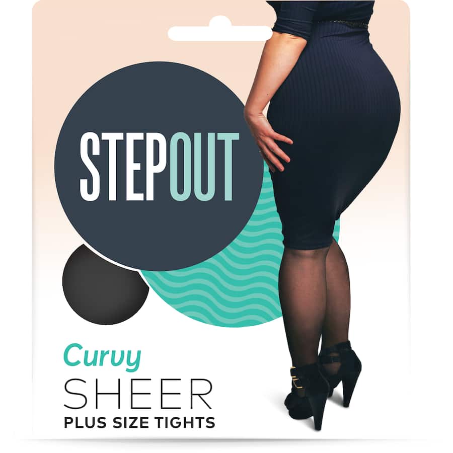 Stepout Sheer Tights Curvy Black 15d