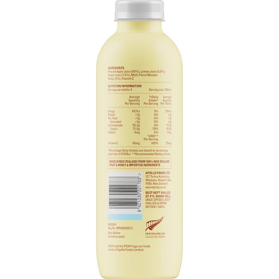 Picky Fruit Juice Apple, Lemon, Honey & Ginger Bottle 800mL
