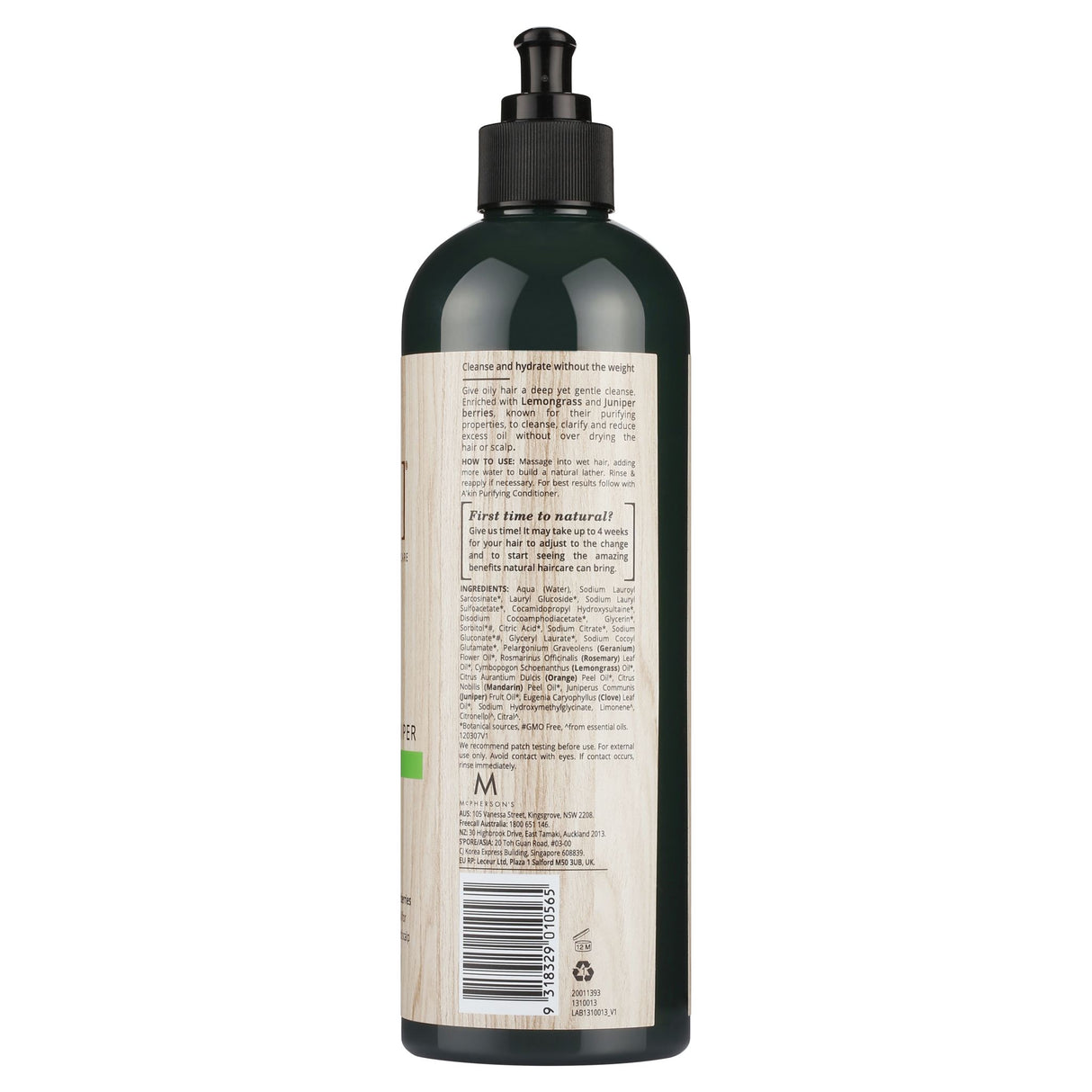 A'kin Purifying Lemongrass & Juniper Shampoo 500mL