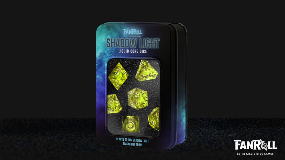 Fanroll: Shadow Light UV Reactive Elixir Liquid Core Dice Set