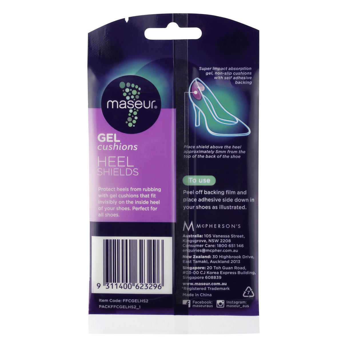 Footcare Heel Shields Gel Cushions 2 Pairs
