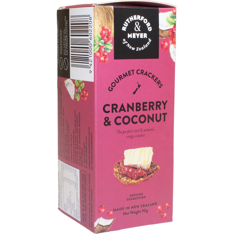 Rutherford & Meyer Crackers Cranberry & Coconut 90g