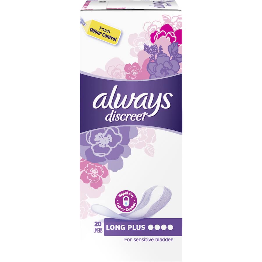 Always Discreet Continence Liner Long Plus 20pack
