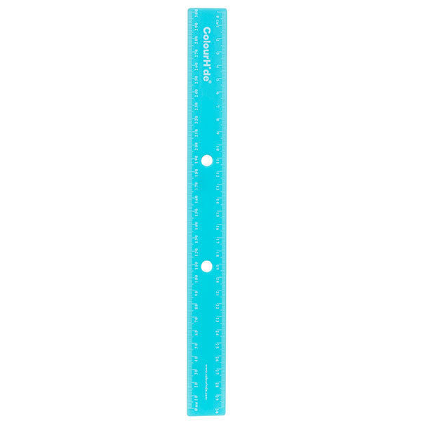 Pack of 24 Aqua 30cm rulers designed for binders, durable with precise metric measurements for students and professionals.