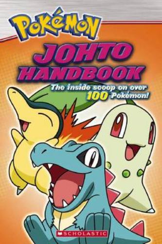 JOHTO HANDBOOK cover showcasing vibrant illustrations and details for aspiring Pokemon trainers in the Johto region.