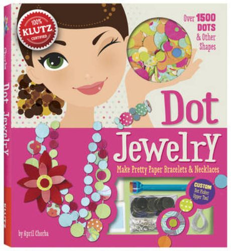 Colorful Dot Jewelry kit with 1500 pre-cut paper dots, glue, tools, and templates for crafting unique accessories.