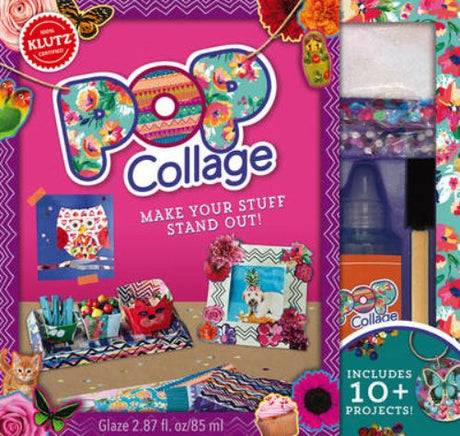 Hardback book titled 'Pop Collage' featuring vibrant decoupage and collage projects for creative crafting fun.