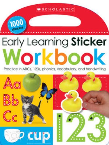 Colorful Early Learning Sticker Workbook with engaging activities for preschoolers to promote essential skills and creativity.