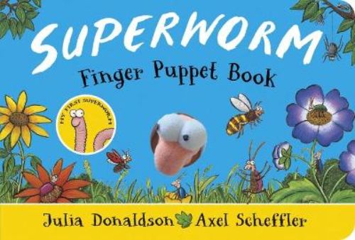 Interactive Superworm finger puppet book for kids, featuring vibrant pages and engaging storytelling with a lovable character.