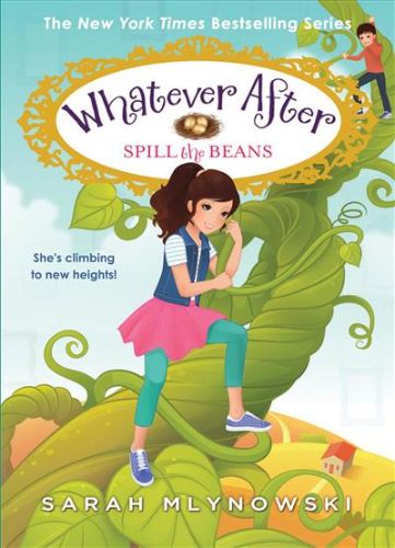 Hardcover book 'Spill the Beans' featuring Abby and Jonah's adventure in Jack and the Beanstalk, with magical illustrations.