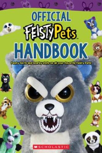 Official Handbook of Feisty Pets featuring colorful illustrations and fun facts about each character's quirky personality.