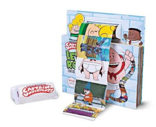 Let's Roll! Sticker Activity Book featuring Captain Underpants with 40 giant toilet paper stickers for fun activities.