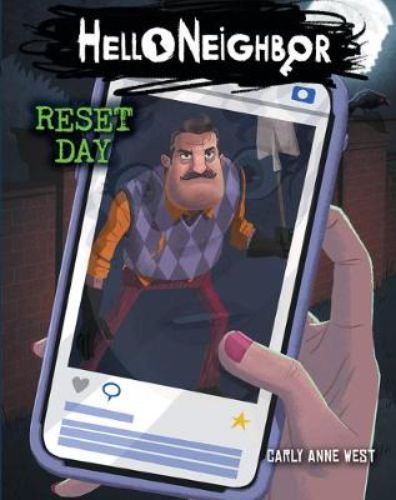 Hello Neighbor: Reset Day trade paperback cover featuring Nicky and Aaron, set in the mysterious Raven Brooks.