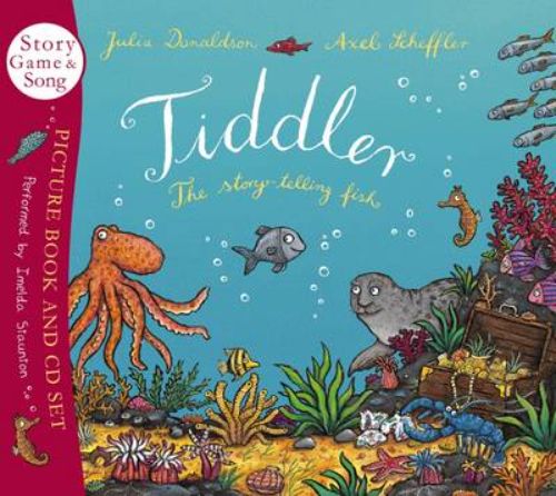 Tiddler Book and CD features vibrant illustrations and an audio CD with storytelling and songs for young readers.