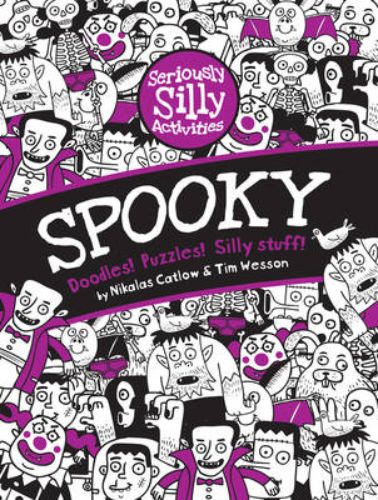 Activity book for Halloween with puzzles, mazes, and stories for kids and adults to enjoy together.