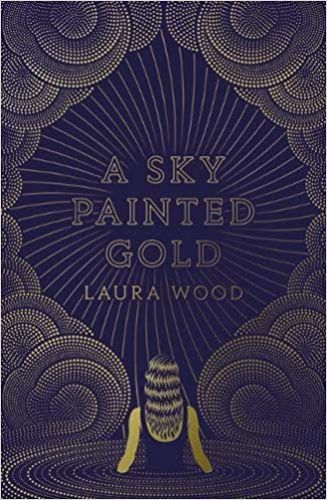 Book cover of 'A Sky Painted Gold', featuring a dreamy moonlit Cornish landscape and young characters immersed in romance.