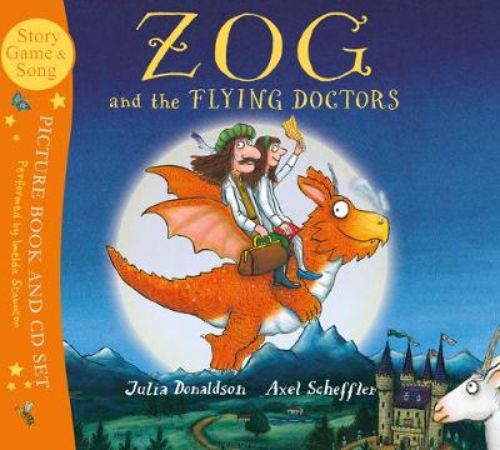 Zog and the Flying Doctors book and CD features a princess, a dragon, and colorful adventures in a whimsical story for children.