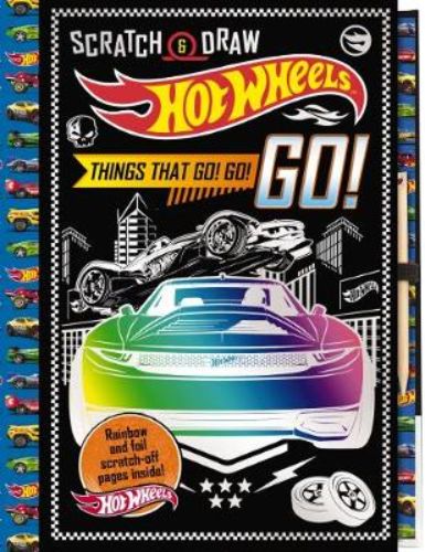 Creative hardback art book for kids featuring Hot Wheels cars with interactive scratch-and-draw activities.