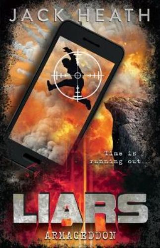 Book cover of 'Armageddon' showing a dramatic scene of conflict and suspense, featuring a town and mysterious characters.