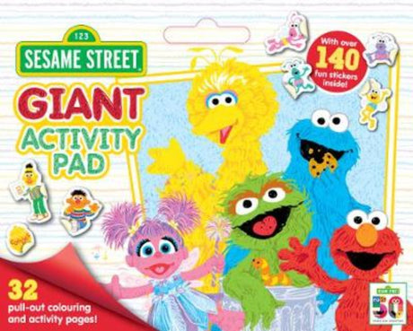 Vibrant Sesame Street Giant Activity Pad with 32 colorful pages for creative play and learning on the go.