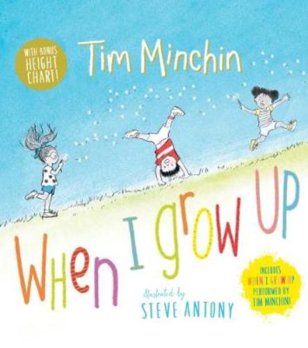 Whimsical growth journey book with height chart, inspiring children's dreams and aspirations, beautifully illustrated.