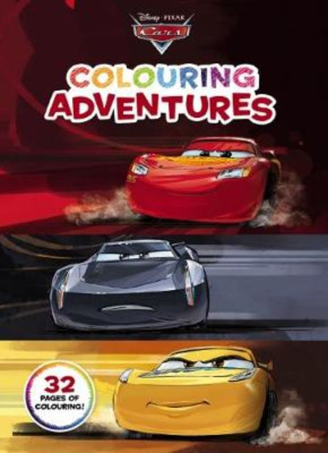 Disney-Pixar 'Cars: Colouring Adventures' book featuring 32 pages of vibrant illustrations for kids to color and explore.