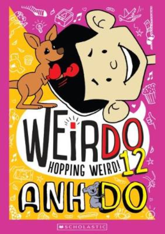 'Hopping Weird!' book cover featuring Bella and Weir amidst playful animals showcasing adventure and humor for young readers.