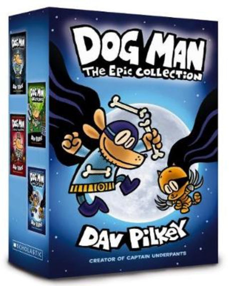 Boxed set of Dog Man: the Epic Collection featuring 224 pages of humor and fun.