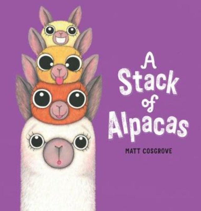 Vibrant hardback picture book 'Macca the Alpaca', showcasing playful adventures for children ages 3-7.