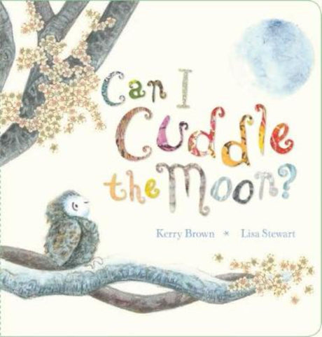 Illustration of a fluffy baby owl contemplating cuddles, guided by a wise mother owl, in a beautifully illustrated storybook.