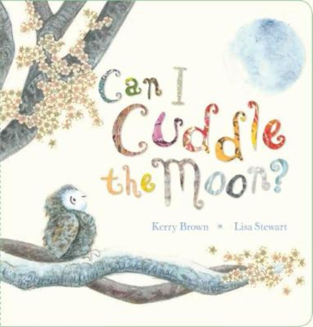 Illustration of a fluffy baby owl contemplating cuddles, guided by a wise mother owl, in a beautifully illustrated storybook.