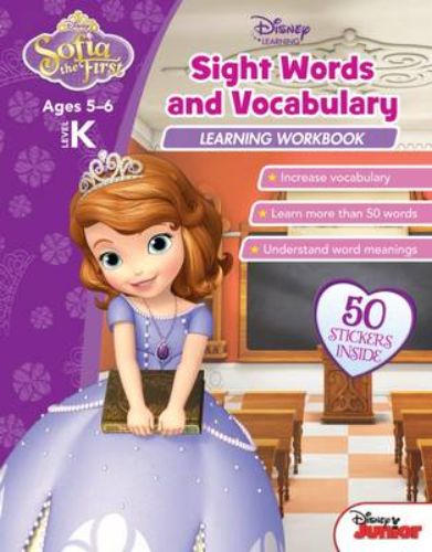 Engaging Disney Sofia the First workbook for kids, featuring 80 colorful pages to master sight words and vocabulary.