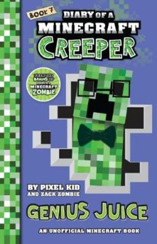 Enchanting cover of 'Genius Juice' featuring Jasper, a Creeper, showcasing a magical journey in Minecraft's Overworld.