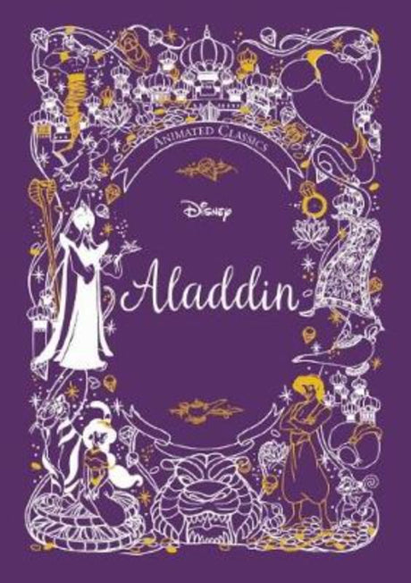 Hardcover picture book of Disney's Aladdin with illustrations and concept art, retelling the magical story of Aladdin and Jasmine.