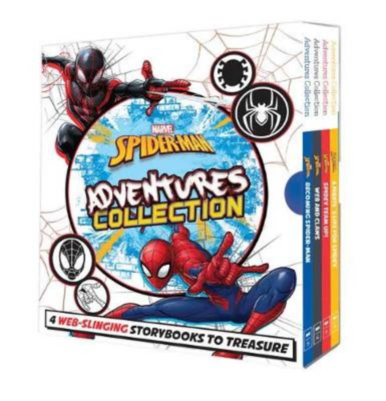 Boxed set of four Spider-Man storybooks for young readers, featuring thrilling adventures and life lessons.