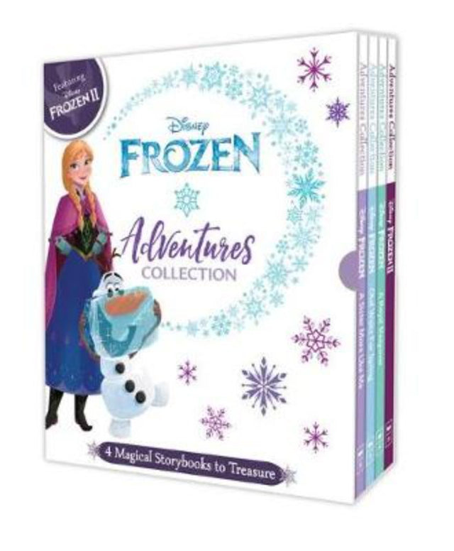 Disney's Frozen: Adventures Collection boxed set featuring Anna, Elsa, Olaf, and bonus stories for young readers.